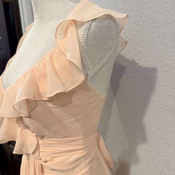 Ceremony by Joanna August Lacy Ruffle Trim Wrap Chiffon Gown Dress Size XS - Picture 9 of 13